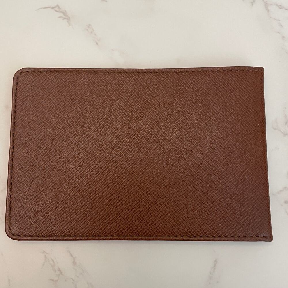 Louis Vuitton Vintage Taiga Brown Leather Card/ID Unisex Wallet COA EUC - Picture 4 of 8